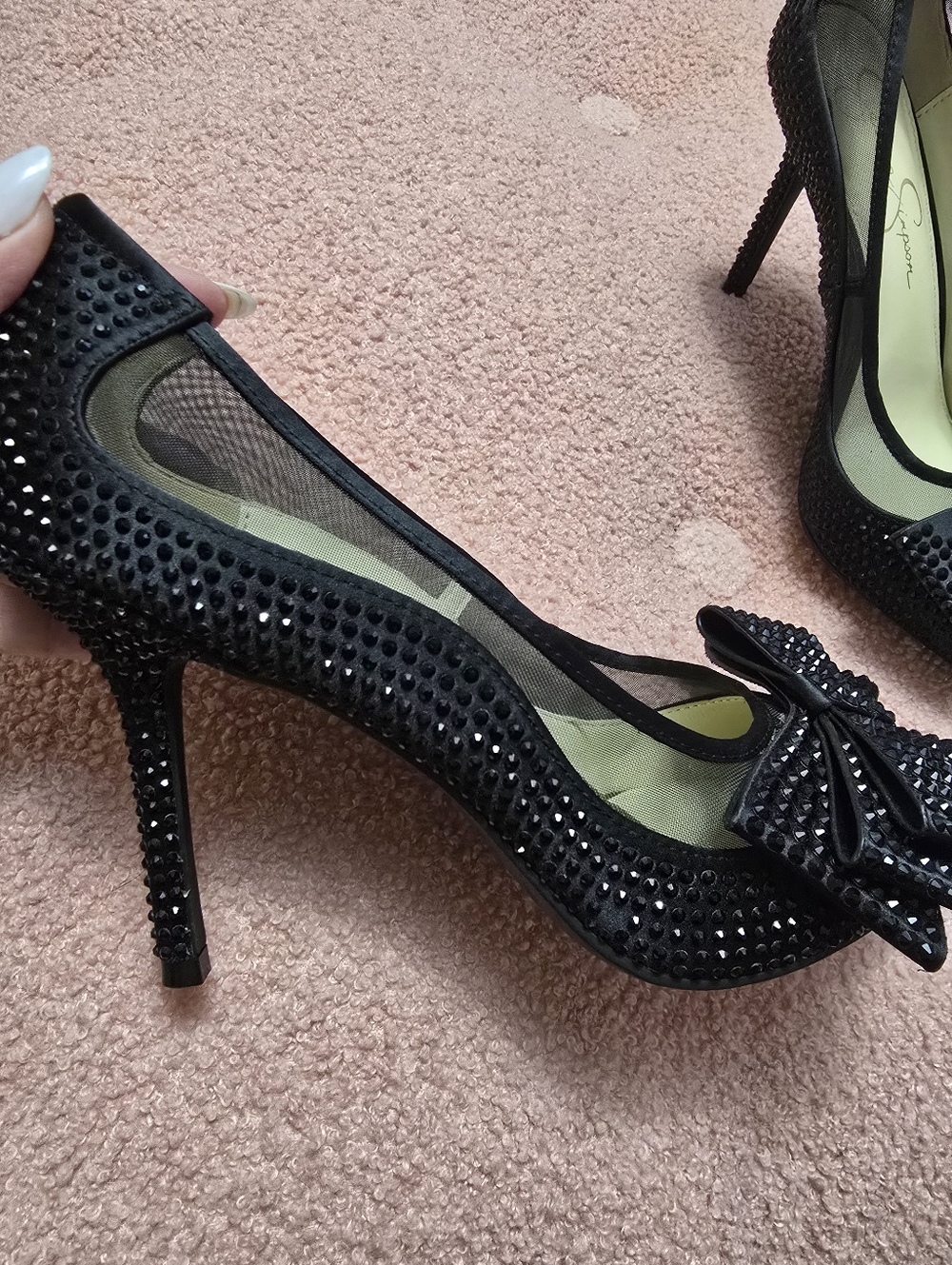 Jessica Simpson Sequin Bow Heel Pumps Sz 9 - Picture 9 of 9